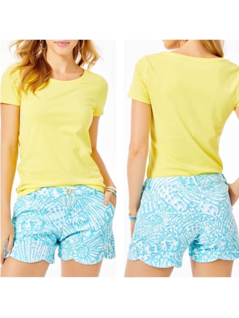 LILLY PULITZER PALMITA STRETCH SHORTS SUCCULENT BLUE SHELL BUTTON SIZE 00 NEW